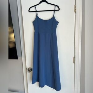 Theory Fit & Flare Tank Dress Midi/Maxi Crepe Combo Steel Blue Medium